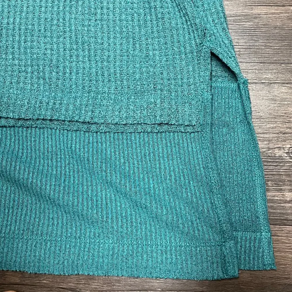 Free People We The Free Waffle Knit Thermal Long Sleeve Top Teal Green XS Boho - Picture 10 of 11